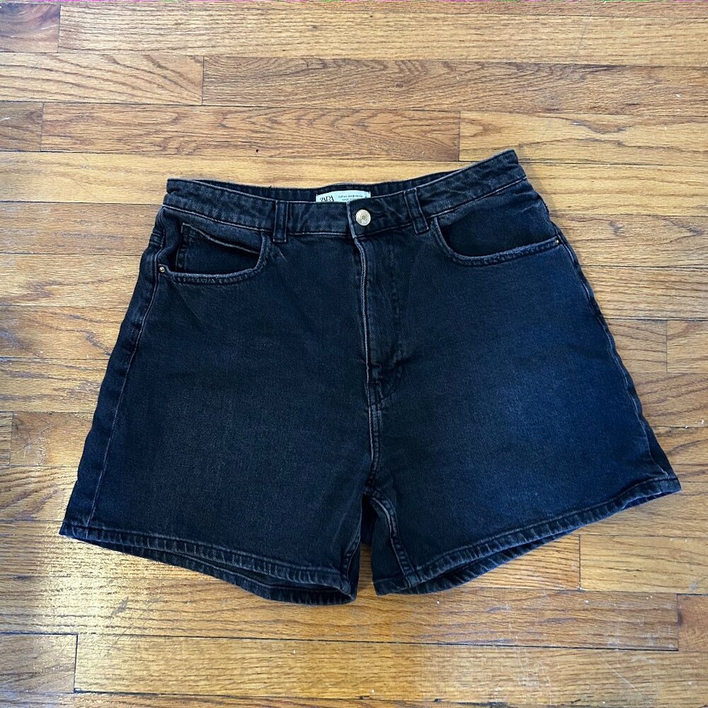Zara Black Denim Dad Short